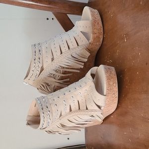 Fringe Wedge Sandals